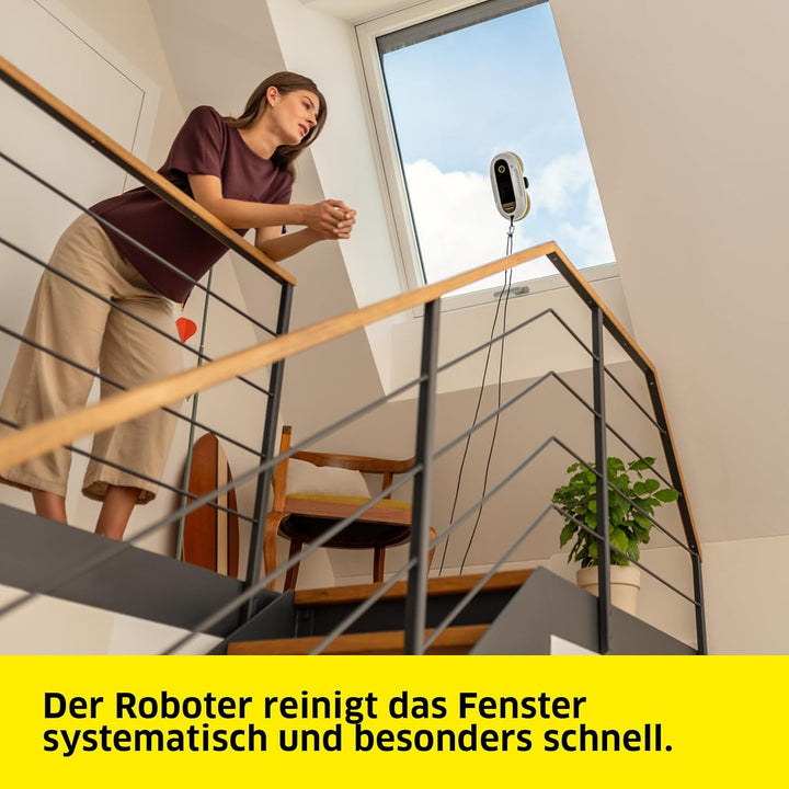 Karcher Fensterputzroboter RCW 2 Extra+, automatische Fensterreinigung, mit Sicherungsseil und Notve