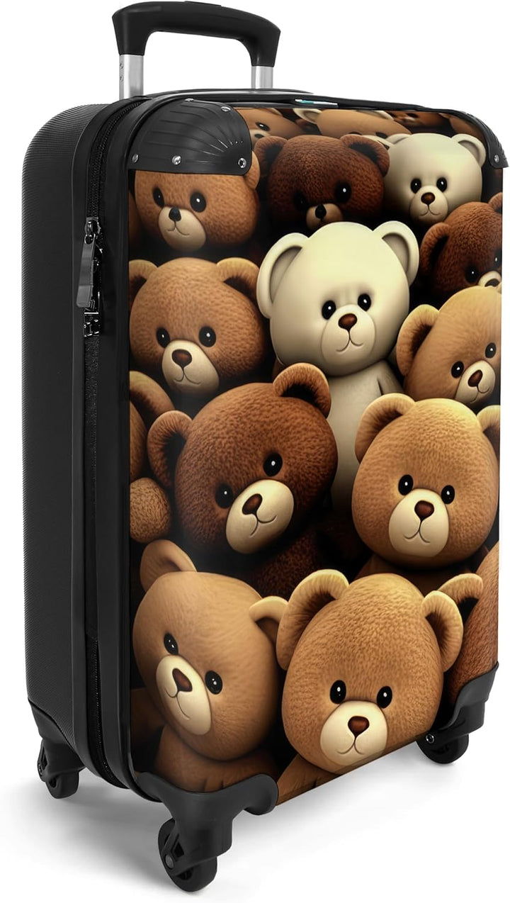 NoBoringSuitcases.com® Koffer Handgepäck Trolley Rollkoffer Kleine Reisekoffer mit 4 Rollen - Teddyb