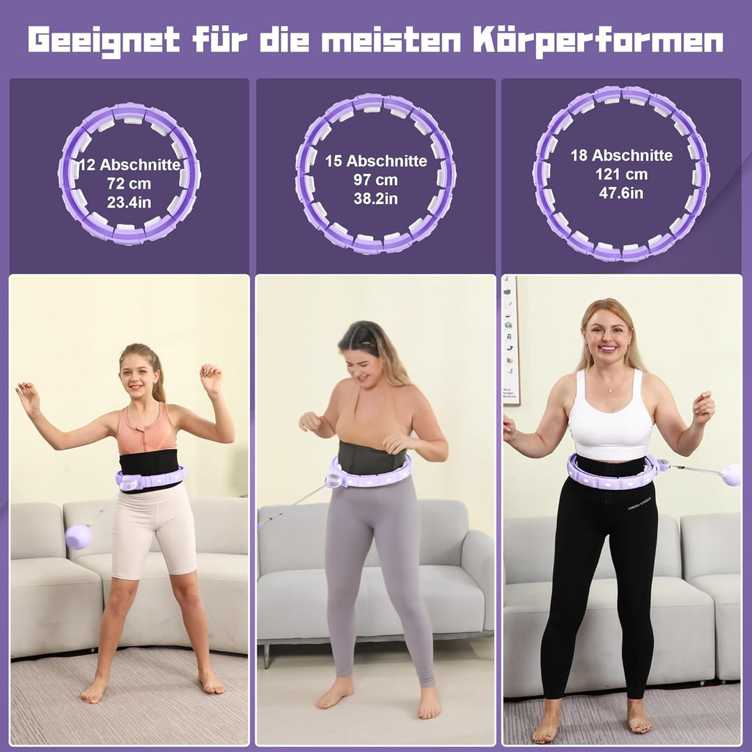 Smart Fitness Ring Weighted Hoops for Adults Weight Loss (Violett-Beleuchtung)