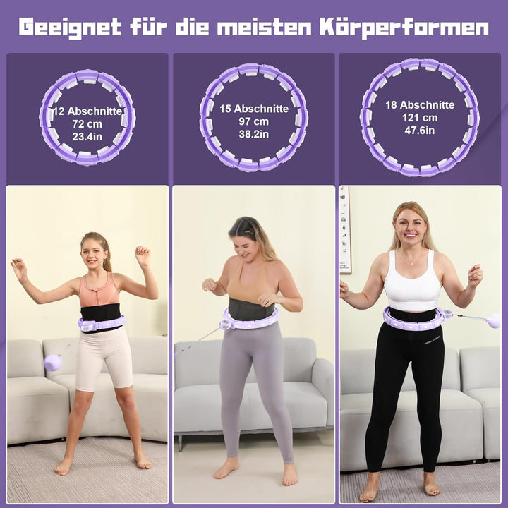 Smart Fitness Ring Weighted Hoops for Adults Weight Loss (Violett-Beleuchtung)
