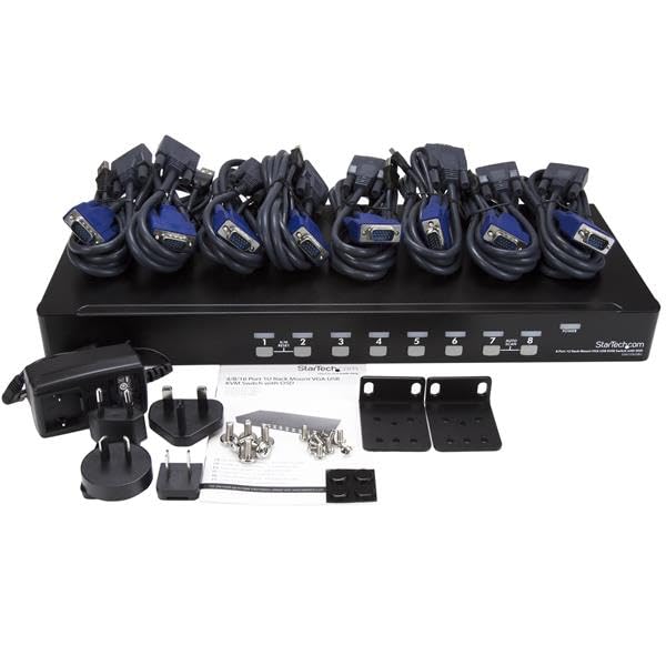 StarTech.com 8-Port USB KVM Switch-Set mit OSD und Kabeln Rackmontierbar 8 Port VGA USB – Kabel im L