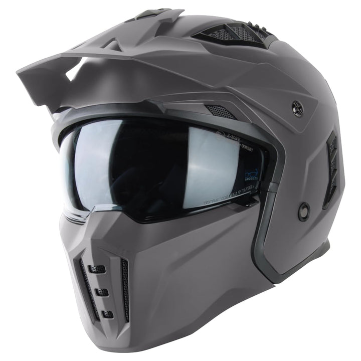VINZ Kioto Jethelm / Streetfighter Helm | ECE 22.06 zugelassen | Rollerhelm mit Sonnenvisier / Sonne
