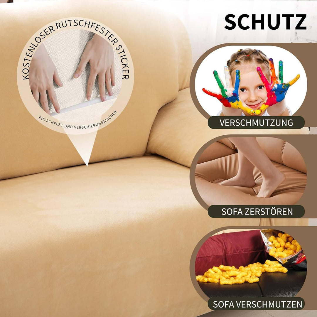 PETCUTE Sesselbezüge Elastische Sesselbezüge Dicke Sofabezüge Sofabezüge Sahne 1 Sitzer Sahne, 1 Sit