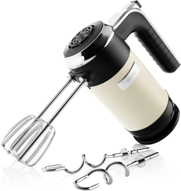 Westinghouse Retro Handmixer, 5 Geschwindigkeitsstufen + Turbofunktion, 2 Rührbesen, 2 Knethaken, LC