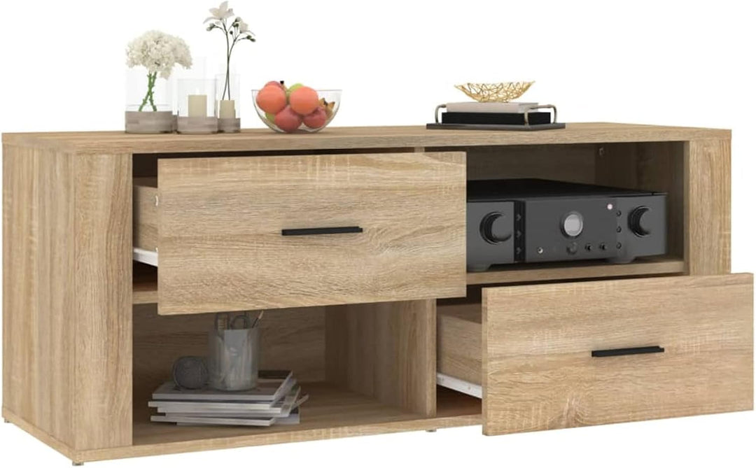 Tidyard TV Schrank mit Schubladen und Fächer Lowboard Fernsehtisch Fernsehschrank TV Möbel Sonoma-Ei