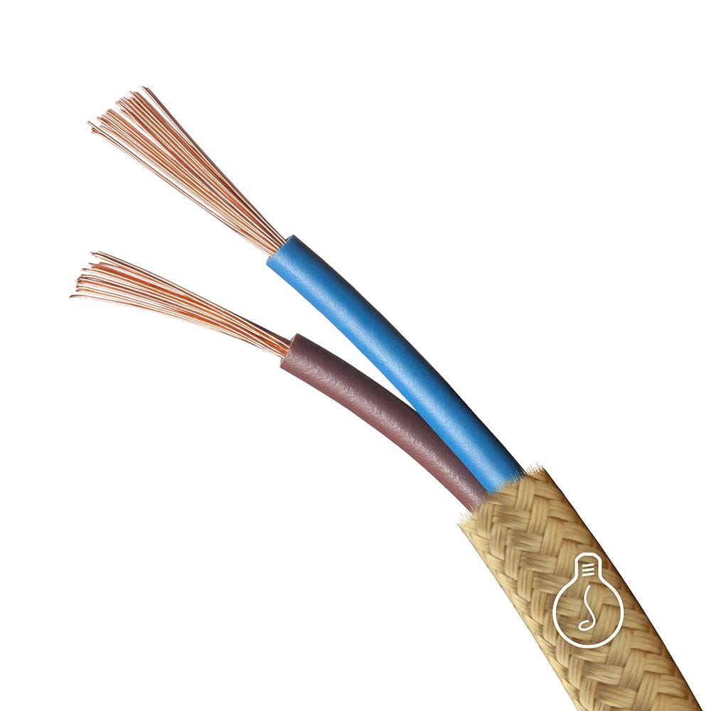 Amarcords - Textilkabel für Lampen SCHWARZ, rund, Jute, 10 Meter, mit 2 Leiter 2x0,75 - Stoffkabel m