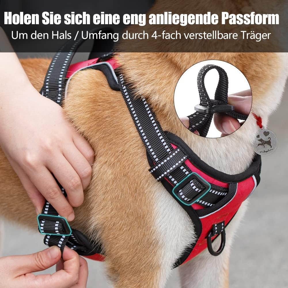 PoyPet No Pull Hundegeschirr, reflektierendes Westengeschirr mit 2 Leinenbefestigungen und einfachem