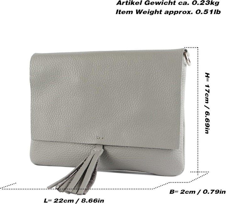 modamoda de - T242 - ital. Leder Clutch Umhängetasche Small Senfgelb, Senfgelb