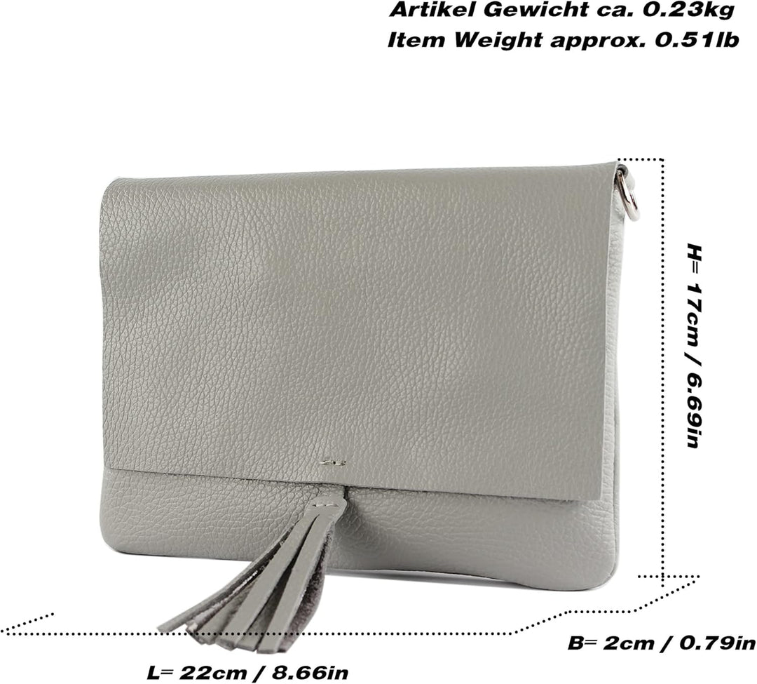modamoda de - T242 - ital. Leder Clutch Umhängetasche Small Cognac, Cognac