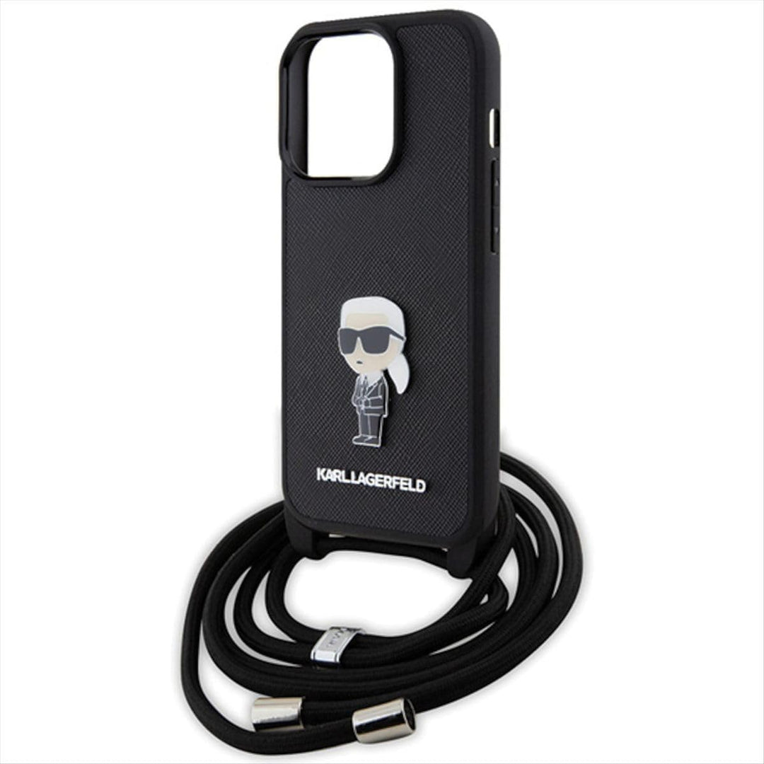KARL LAGERFELD KLHCP15XSASKNPSK Hülle für iPhone 15 Pro Max 6.7" hardcase Schwarz Crossbody Saffiano