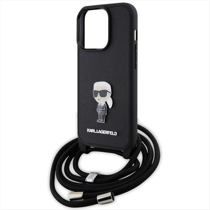 KARL LAGERFELD KLHCP15XSASKNPSK Hülle für iPhone 15 Pro Max 6.7" hardcase Schwarz Crossbody Saffiano