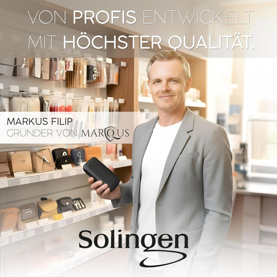 marQus Maniküre Set 4 teilig praktisch und kompakt- mit Feile aus Solingen, das praktische Nagelpfle