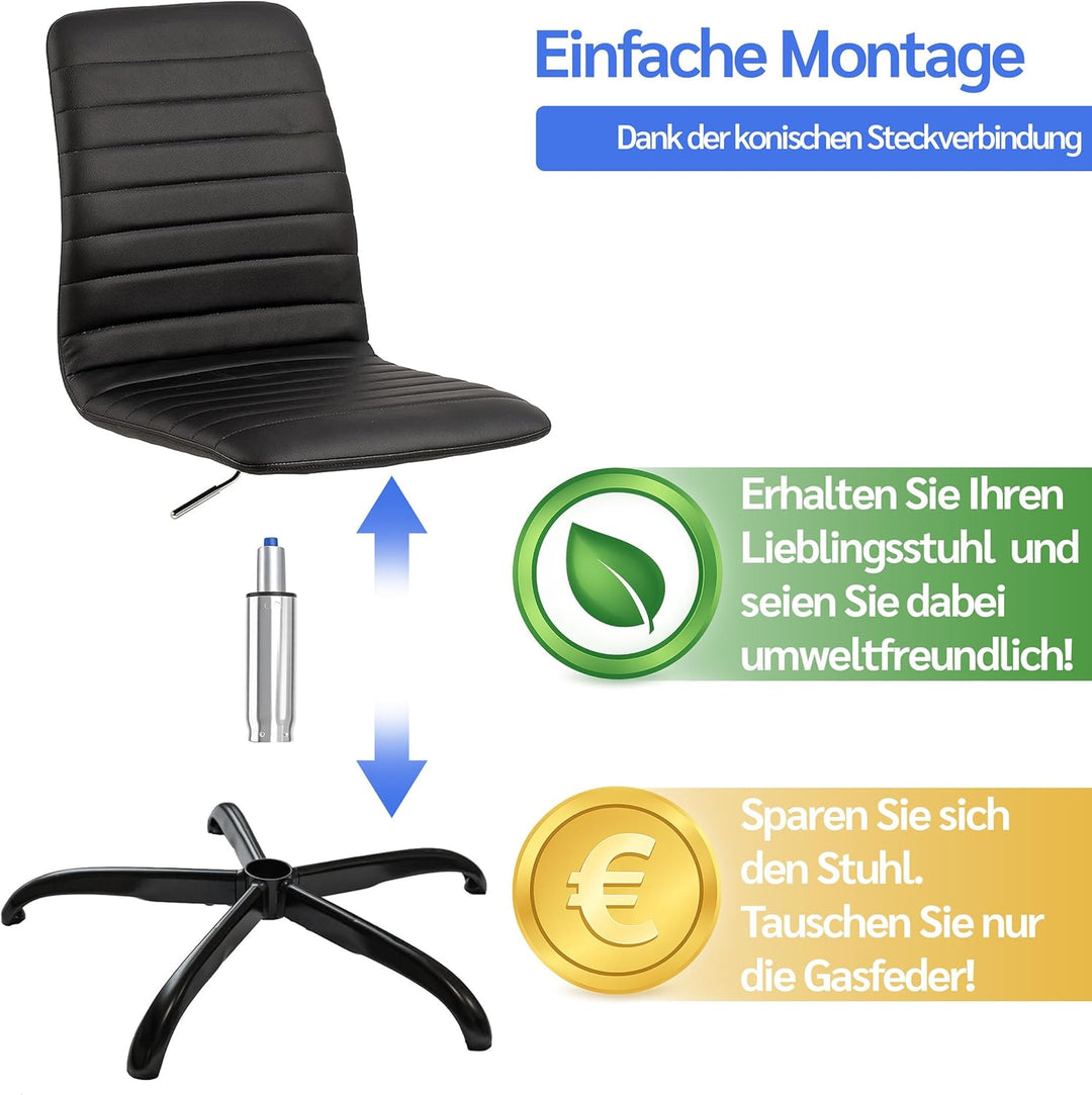 Bemacom Gasdruckfeder für Bürostuhl bis 200kg Belastbarkeit, Länge 430mm Chrom Ersatz Gasdruckfeder