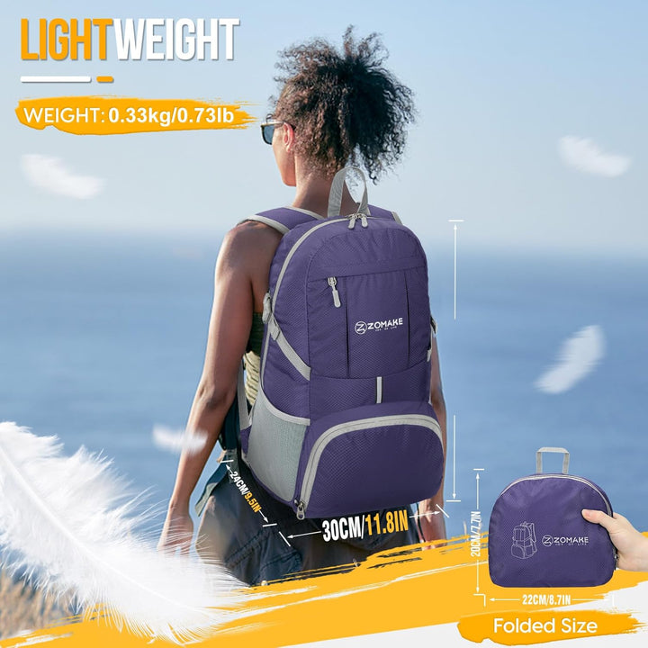 ZOMAKE 35 L Leicht Faltbarer Rucksack Packbare Backpacks, Kleiner Rucksäcke Wanderrucksack Wasserdic