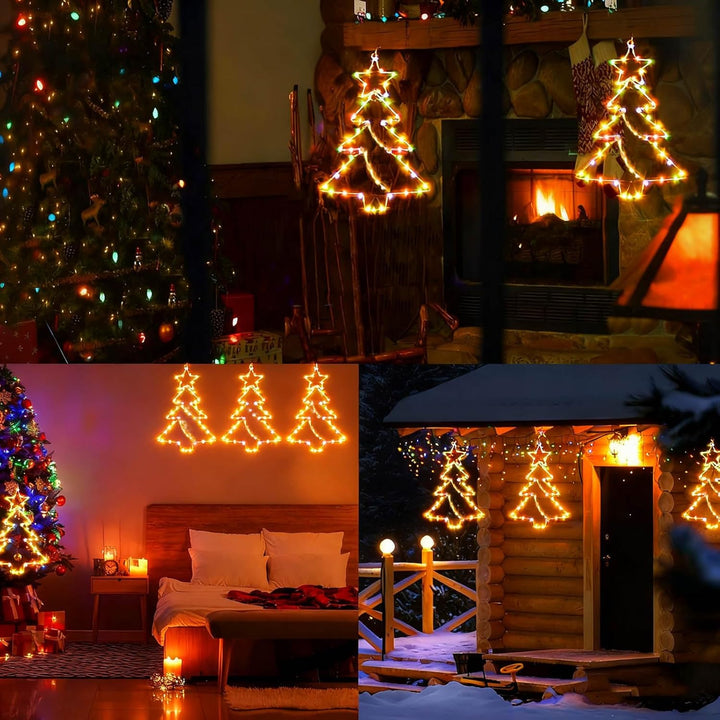 yowin Weihnachtsdeko Fenster 3 Stück 45 LED Weihnachtsbeleuchtung Batterie mit Timer, Fensterdeko We