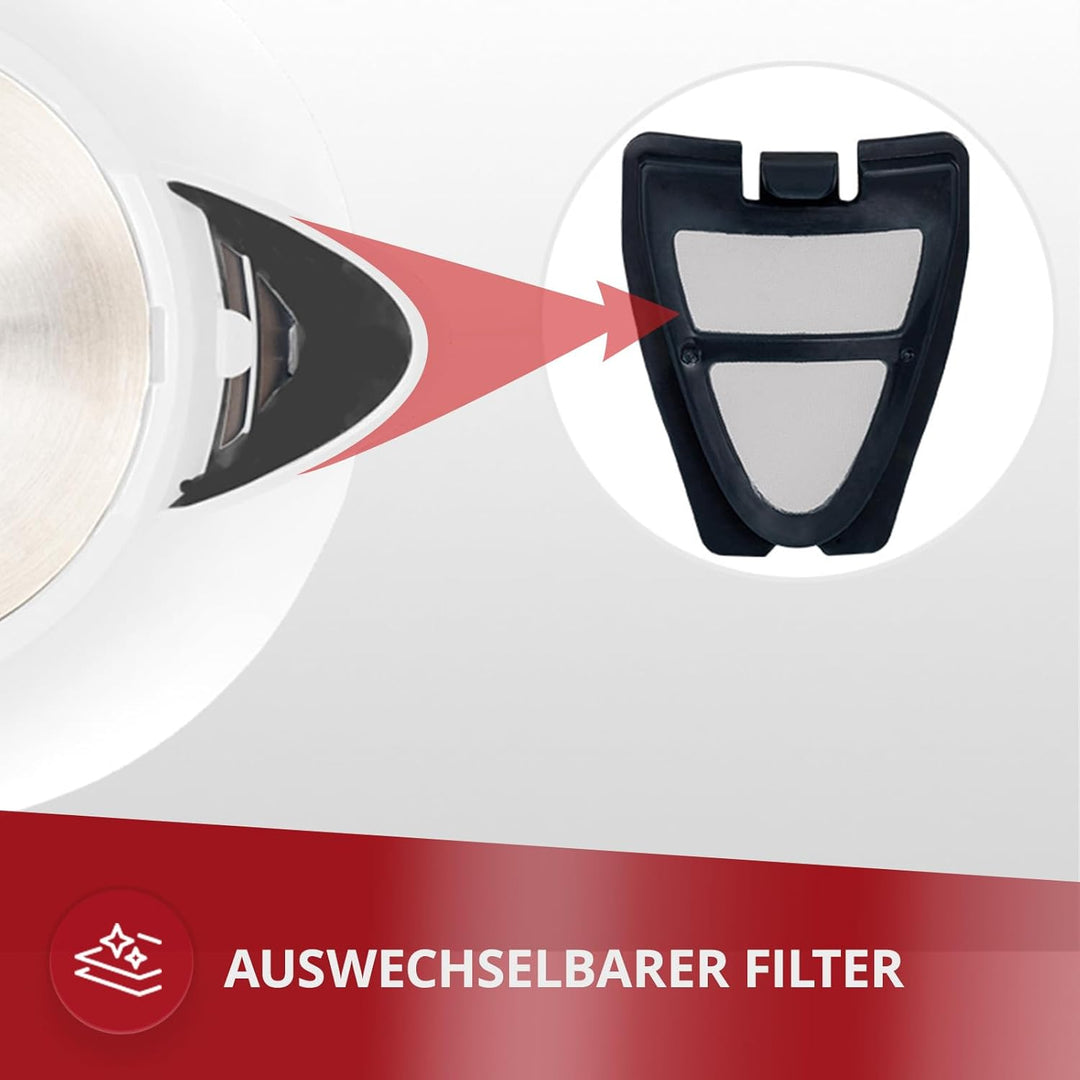MPM MCZ-85 Elektrischer Wasserkocher, Fassungsvermögen 1,7 Liter BPA frei, Kabellos, 360°-Drehbasis,