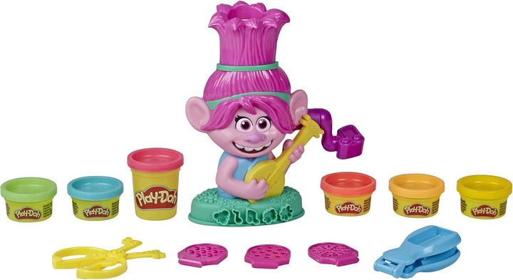 Play-Doh Trolls World Tour Frisierspass Poppy, Styling-Spielzeug für Kinder ab 3 Jahren mit 6 Farben