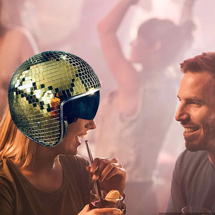 Discokugel-Hüte Disco-Helm, Klassische Disco-Kappe Mit Einziehbarem Sonnenschutz - DiscoKugel Spiege