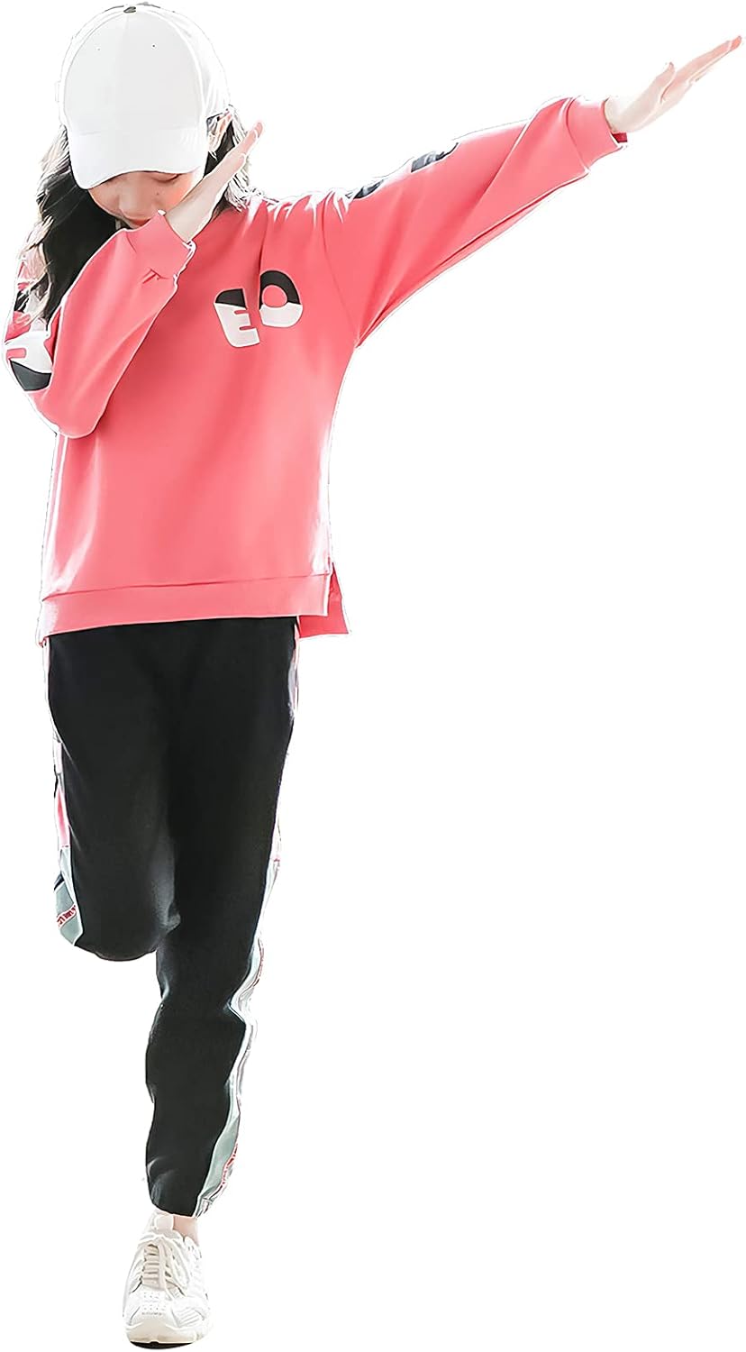 amropi Mädchen Trainingsanzug Gestreift Pullover Sweatshirt Jogging Hose Bekleidungsset for 3-14 Jah