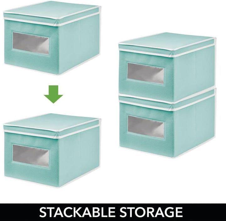 mDesign Stoffbox – praktische Aufbewahrungsbox mit Klappdeckel für Schlaf-, Wohn- oder Badezimmer –