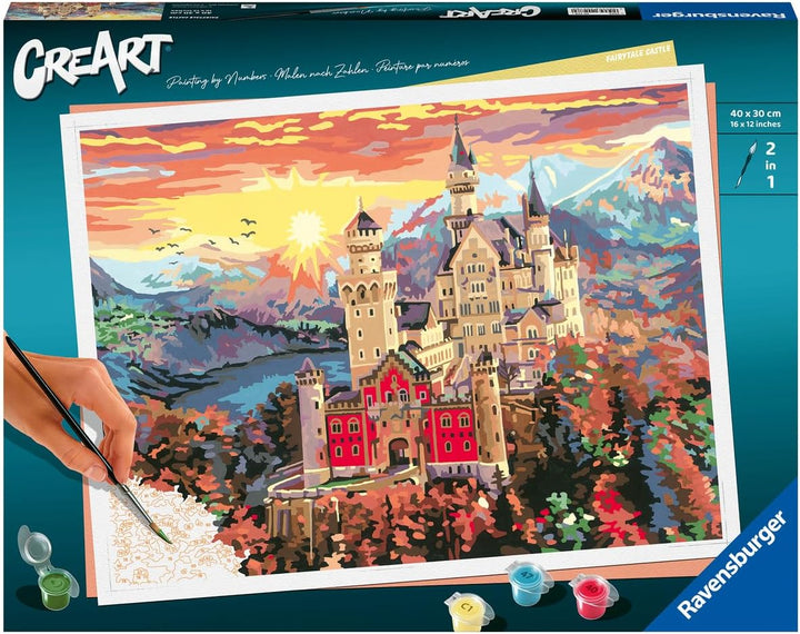 Ravensburger CreArt 20278 - Märchenhaftes Schloss - Malen nach Zahlen Erwachsene, DIY Malset mit Pin