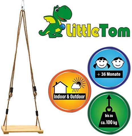 LittleTom Gartenschaukel Holz Kinder - 38x20 Holzschaukel Kinder Outdoor - Kinder Schaukel für Garte