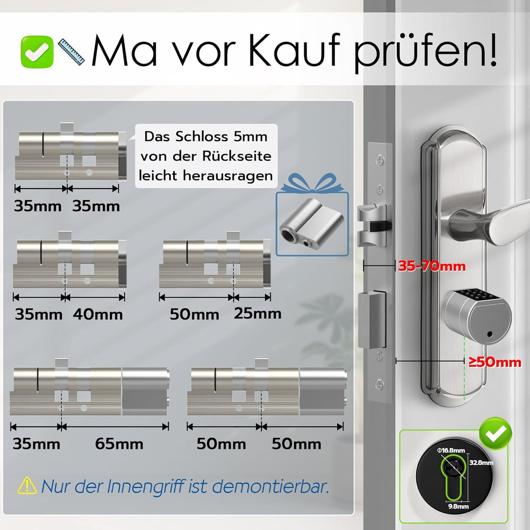Eseesmart Türschloss Fingerabdruck, Fingerabdruck Schloss mit Zahlencode RFID Schlüssel APP, Elektri