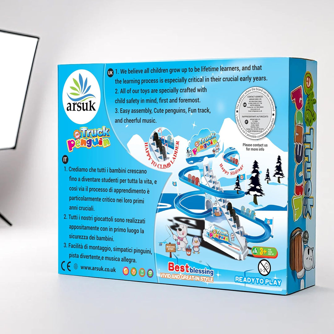 ARSUK Elektronische Musik Ente treppensteigen Spielzeug, Rennbahnen, Playful Penguin Race, achterbah