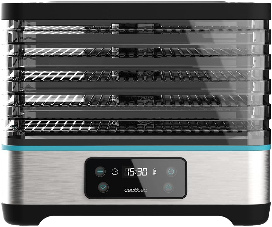Cecotec VitaDry Pro Lebensmitteldehydrator, 300 W, Fruchtdehydrator mit 5 Ablagen, höhenverstellbar,