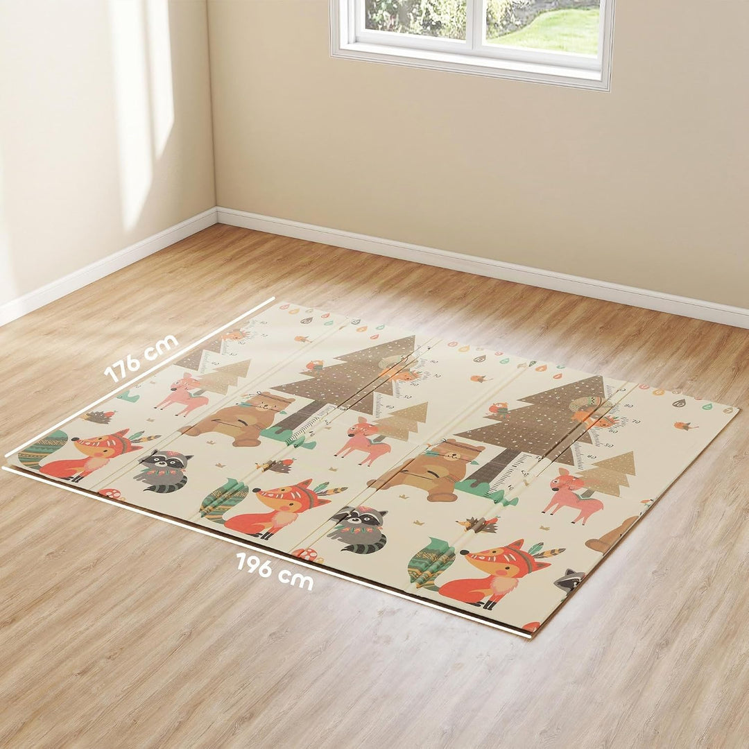 AIYAPLAY Krabbelmatte Spielmatte Baby Faltbar 196 x 176 x 1,5 cm Doppelseitige Spielteppich Krabbeld