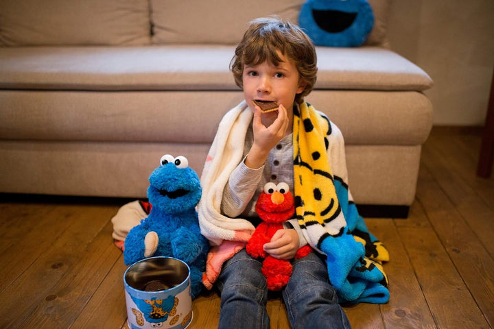 NICI 41978 Sesamstrasse Fleecedecke Krümelmonster und Elmo, Rot, 125 x 160cm