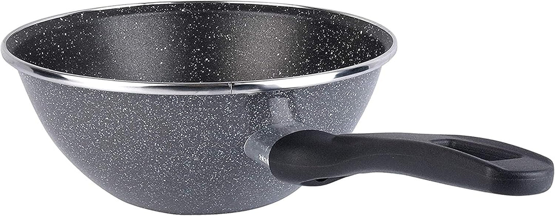 MAGEFESA 02108247 Wok Gransasso 28 cm, Emaillierter Stahl, Schwarz