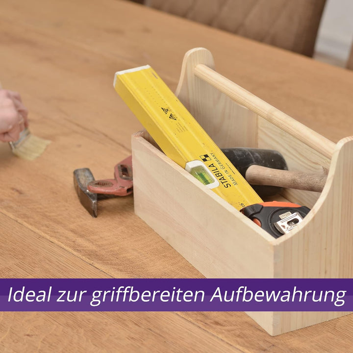 Werkzeugkiste Personalisierbar 34x18x21cm - Natur Holzkiste Aufbewahrung Text, Text