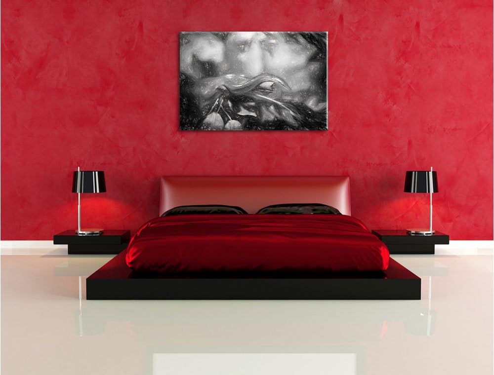 Pixxprint Raue grüne Schlange Kunst als Leinwandbild/Grösse: 100x70 cm/Wandbild/Kunstdruck/fertig be