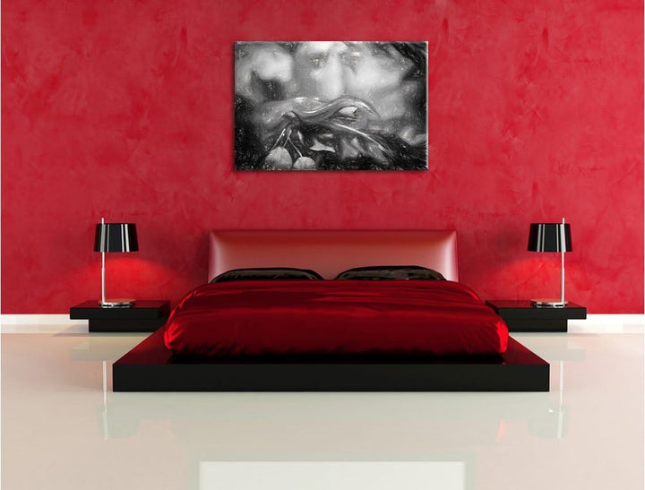 Pixxprint Raue grüne Schlange Kunst als Leinwandbild/Grösse: 100x70 cm/Wandbild/Kunstdruck/fertig be