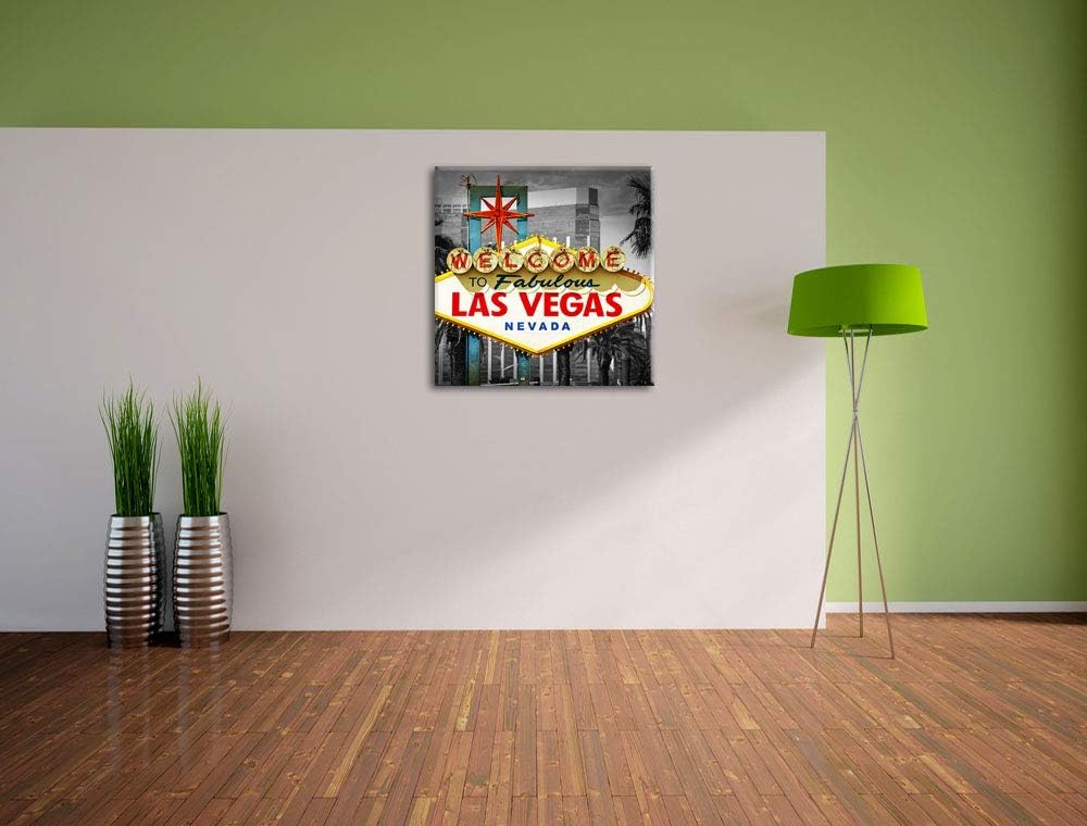 Pixxprint Ortseingangsschild Las Vegas als Leinwandbild/Grösse: 70x70 cm/Wandbild/Kunstdruck/fertig