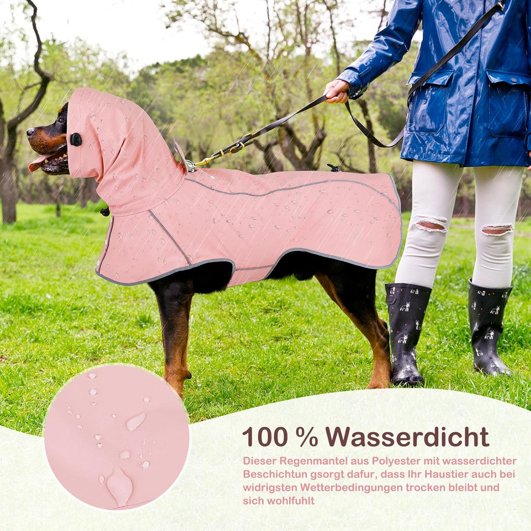 Hunderegenmantel - Wasserdichter Regenjacke für Hunde, Einstellbare Regenmantel für Mittlere, Grosse