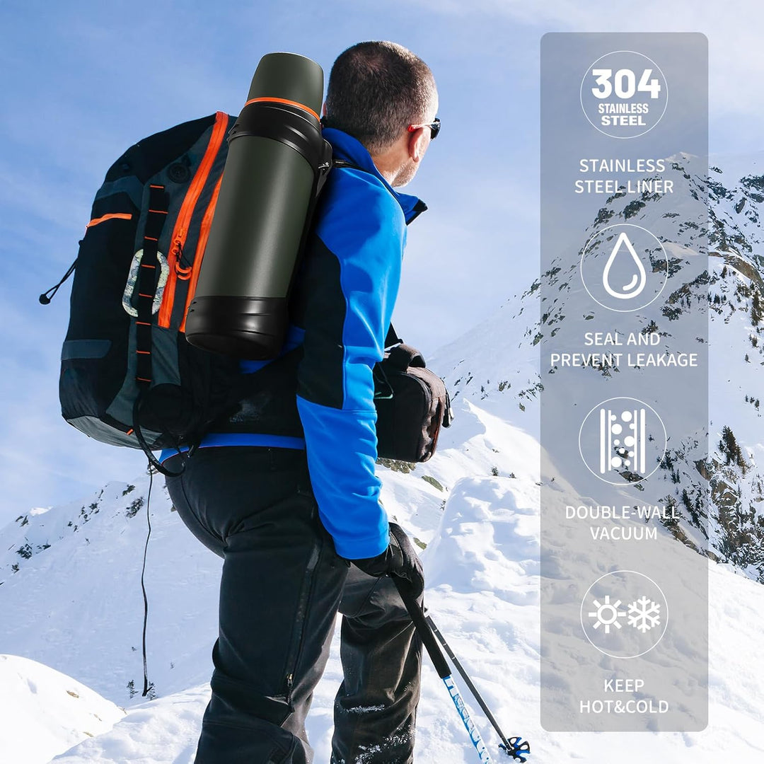 Olerd Thermosflasche Thermoskanne 2.5L, Isolierkanne Edelstahl Trinkflasche, Isolierflasche mit 2 Tr