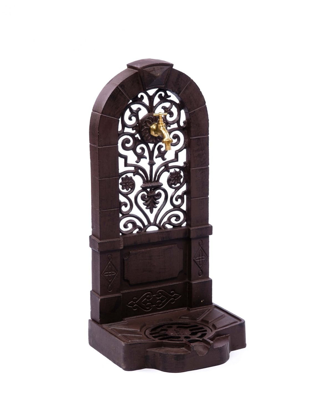 aubaho Standbrunnen Waschbecken Brunnen Lilie de Fleur 76cm braun Alu antik Stil