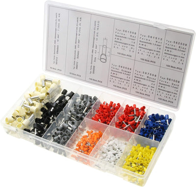 800 x Aderendhülsen-Sortiment - isoliert - Querschnitt 0,5 0,75, 1,0 1,5 2,5 4,0 6,0 10,0 mm² Länge