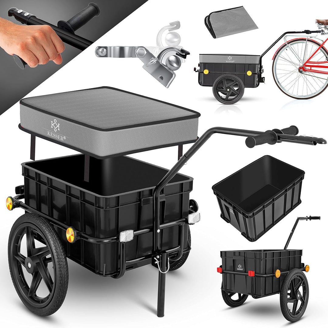 KESSER® Fahrradanhänger, Lastenanhänger, Handwagen mit Kupplung, Hochdeichsel, für Fahrrad Transport