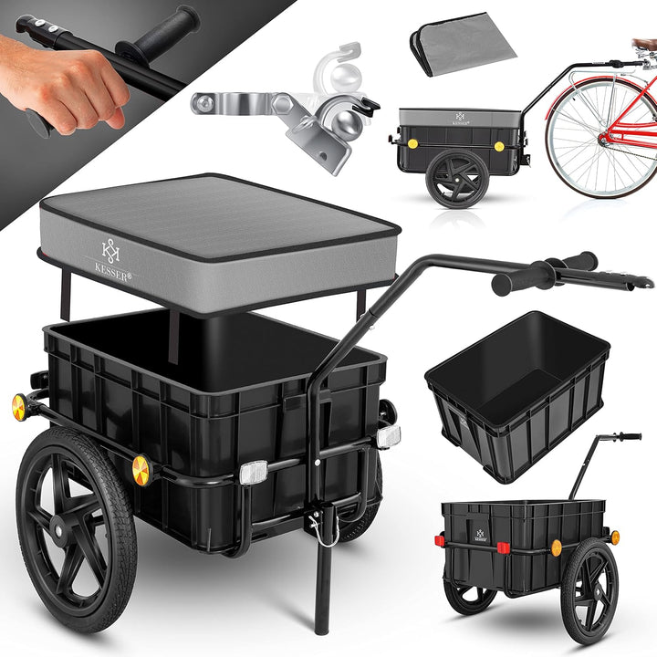 KESSER® Fahrradanhänger, Lastenanhänger, Handwagen mit Kupplung, Hochdeichsel, für Fahrrad Transport