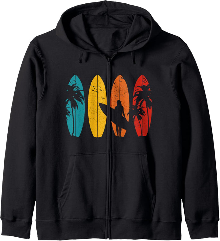 Surfer Vintage Surf Board Surfen Wellenreiten Geschenk Kapuzenjacke