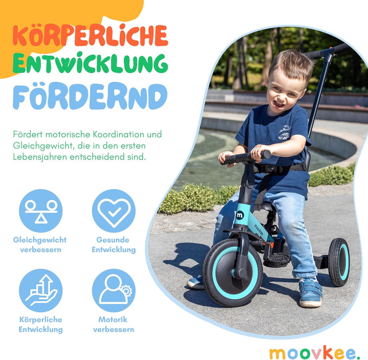 moovkee. Kinder Laufrad ab 1 Jahr 6in1 - Dreirad mit Schubstange - Lauflernrad ab 1 Jahr - Baby Fahr