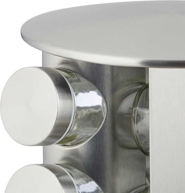 Relaxdays Gewürzregal, mit 12 tlg. Streuer-Set, Edelstahl, drehbar, modernes Design, spülmaschinenge
