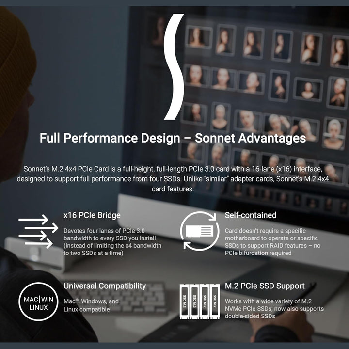 SoNNeT Fusion SSD M.2 4x4 PCIe Card [Silent] - SSD not Included
