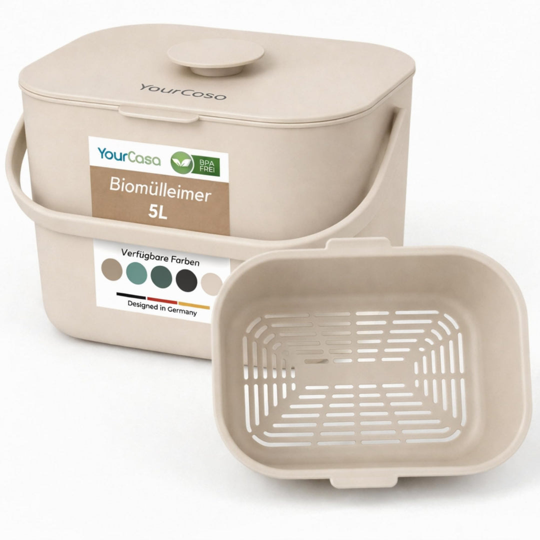 YourCasa Biomülleimer Küche 5L - Komposteimer für alltäglichen Biomüll Behälter - Spülmaschinenfest