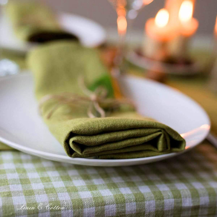 Linen & Cotton Hochwertige 4 x Stoffservietten/Servietten Stoff/Leinenservietten Hygge -100% Leinen,