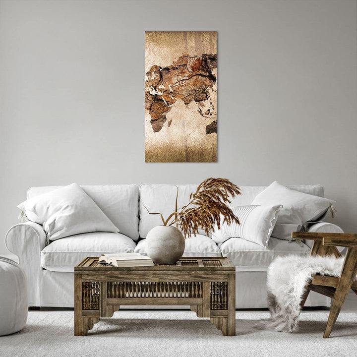 Bilder auf Leinwand 55x100cm Leinwandbild mit Rahmen Karte Welt modern Gross Wanddeko Bild Schlafzim