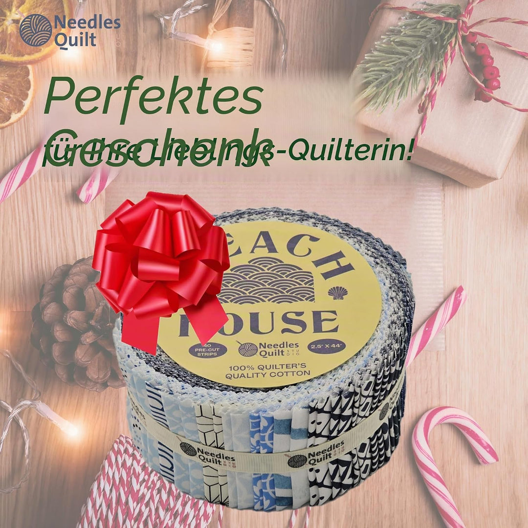 Needles Quilt Studio – 6,3 cm vorgeschnittene 40 Stoffstreifenbündel (Strandhaus) | Baumwollstreifen